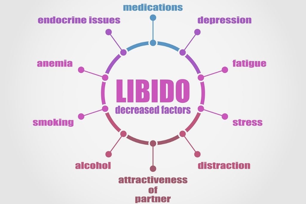 Libido level decreased factors infographic presentation. Impact of opiates on libido concept.