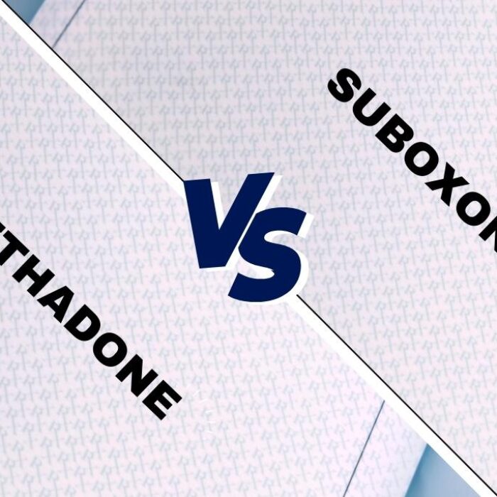 Two prescription orders side by side - one for methadone, the other for suboxone. Concept of difference between methadone and suboxone